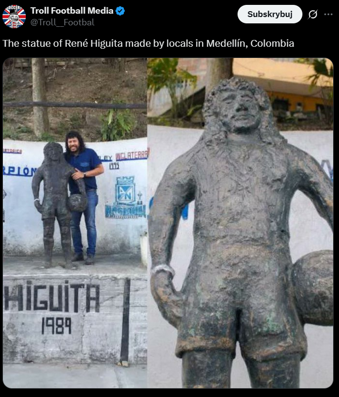 Tak wygląda POMNIK legendarnego Rene Higuity w Kolumbii xD